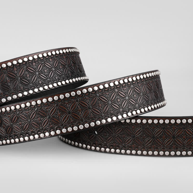 Cintura da uomo in pelle con decorazione a forma di cavallo dorato - image 3