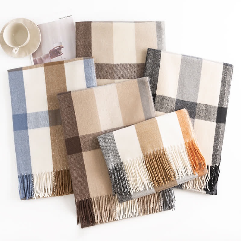 Sciarpa in cashmere imitazione a quadri di classe da donna - image 1