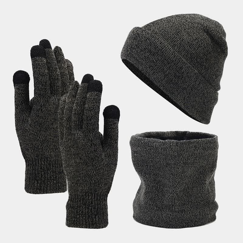 3 pezzi unisex caldo berretto sciarpa guanti set - Grigio scuro - Regolabile (22"-22 7/8") - image 11
