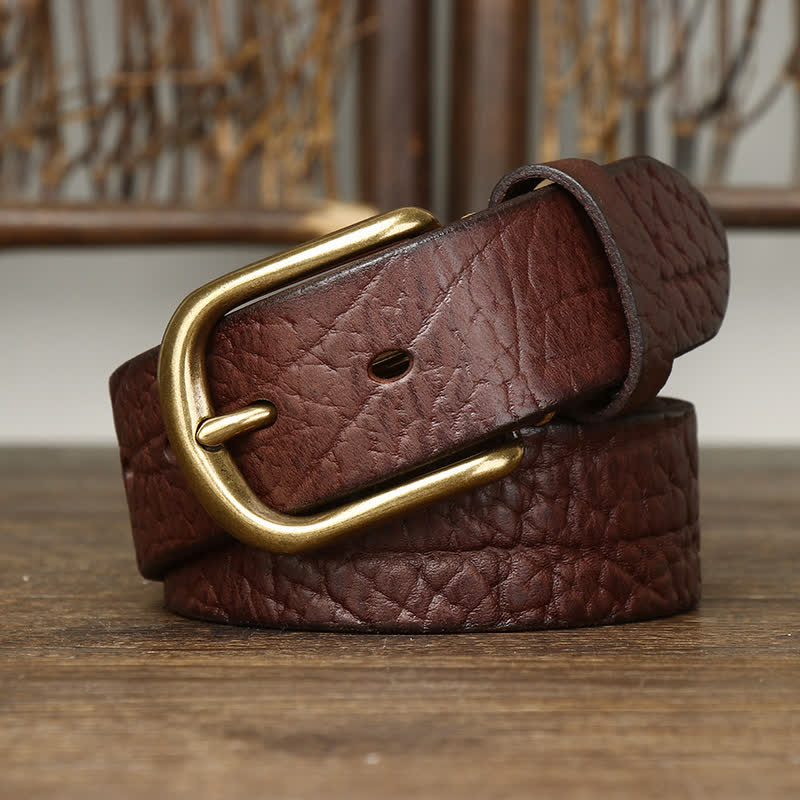 Cintura in pelle con motivo in pelle di bisonte goffrata da uomo - image 7