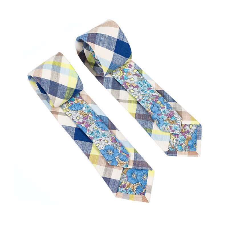 Cravatta da uomo con motivo patchwork floreale a quadri - Plaid bianco - image 33