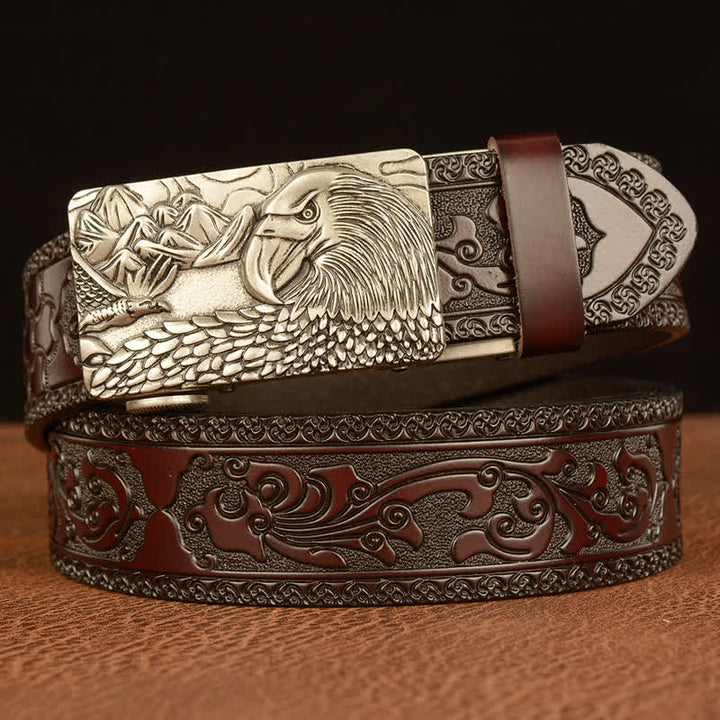 Cintura in pelle da uomo con aquila animale e paesaggio - Argento e marrone - 46 - image 13