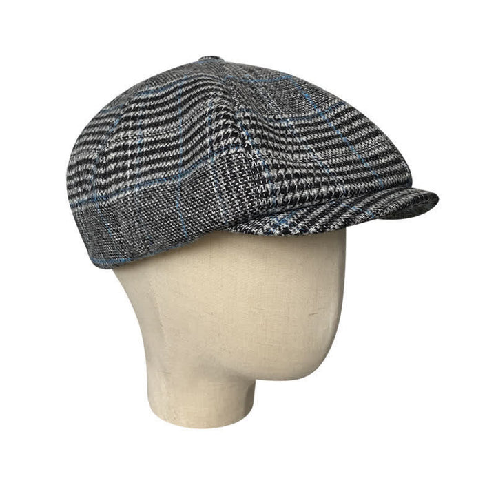 Berretto basco ottagonale scozzese grigio e blu Newsboy - image 2