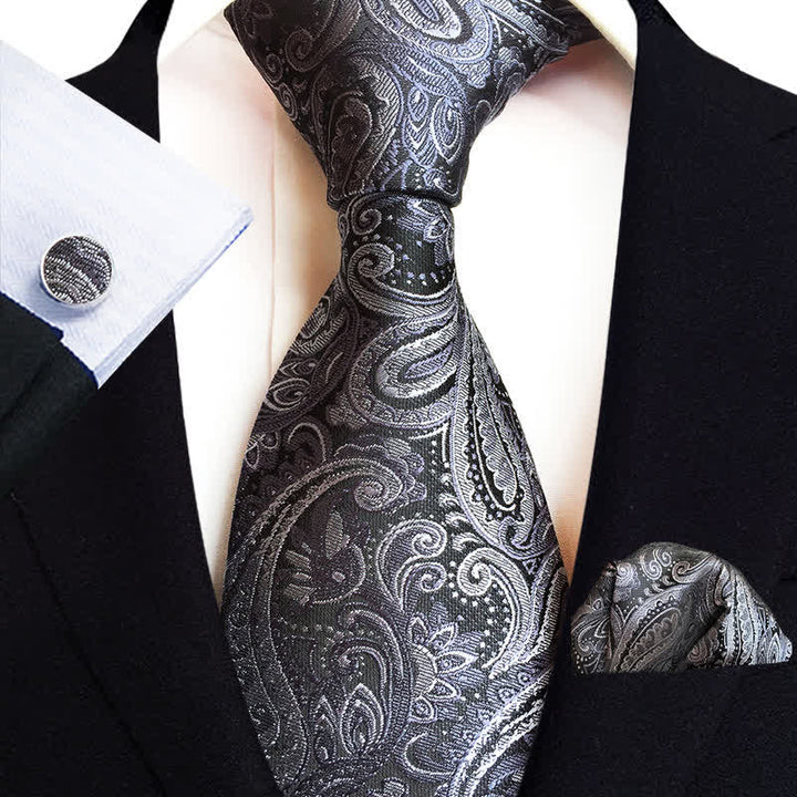 Set di 3 cravatte classiche da uomo con motivo Paisley floreale - Grigio - image 3