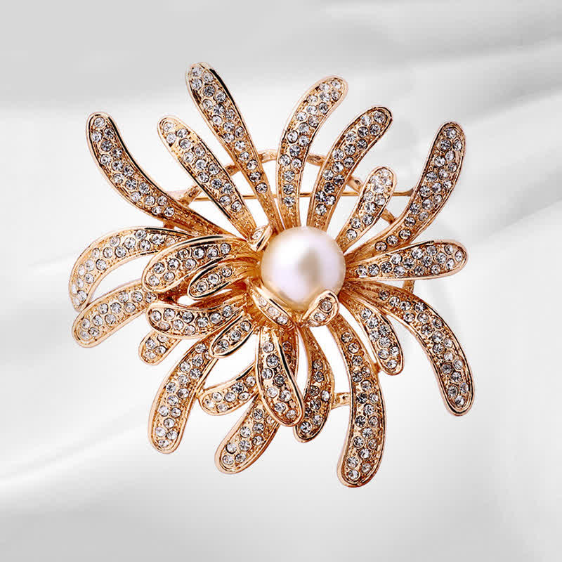 Spilla floreale in corallo da donna con perle - image 2