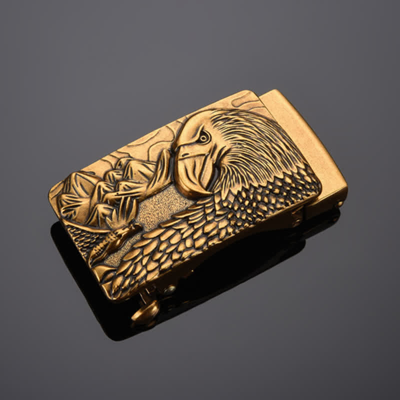 Cintura in pelle con fibbia automatica Strong Eagle fai da te da uomo - Oro antico - Senza cintura - image 6