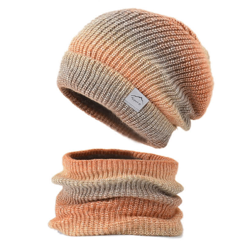 Set di 2 cappelli e sciarpe elastici con gradiente di colore - Arancia - Regolabile (22"-23 5/8") - image 1