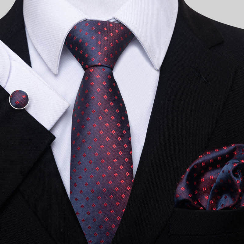 Set di 3 cravatte da uomo Timeless Deep Red Dots - Rosso intenso - image 0