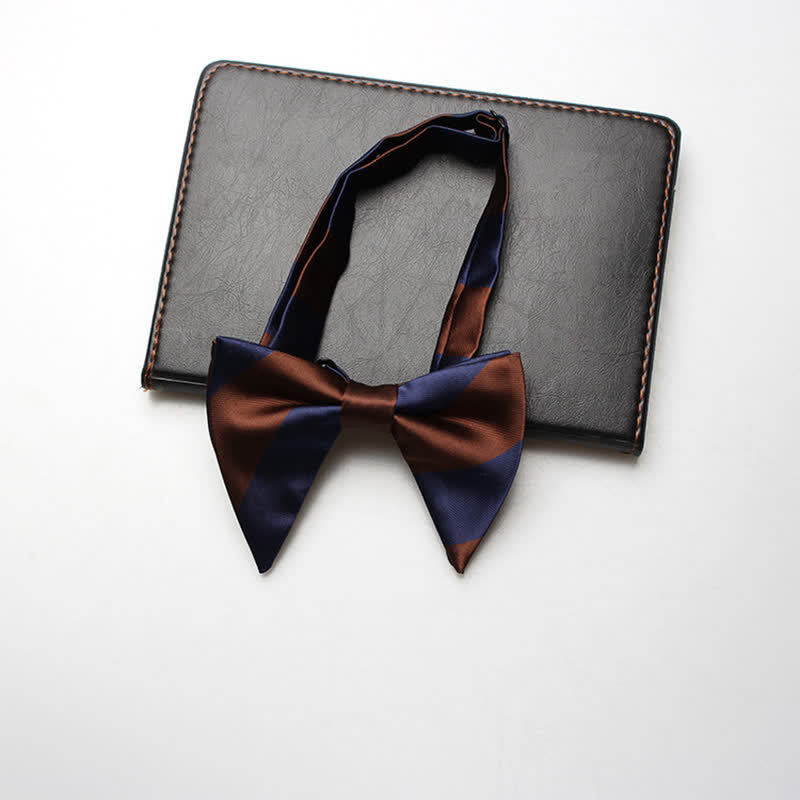 Papillon oversize a righe da college da uomo - Marrone e blu navy - image 1