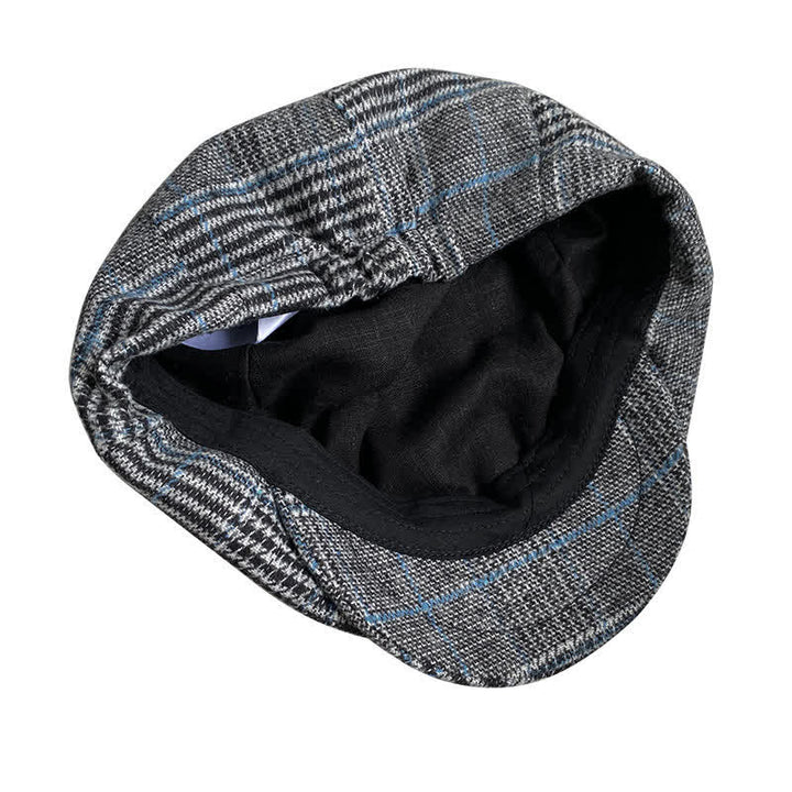 Berretto basco ottagonale scozzese grigio e blu Newsboy - image 7