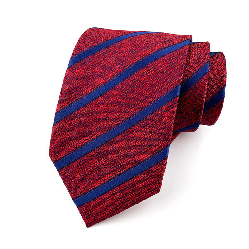 Cravatta classica a righe sottili da uomo - Rosso e blu navy - image 4