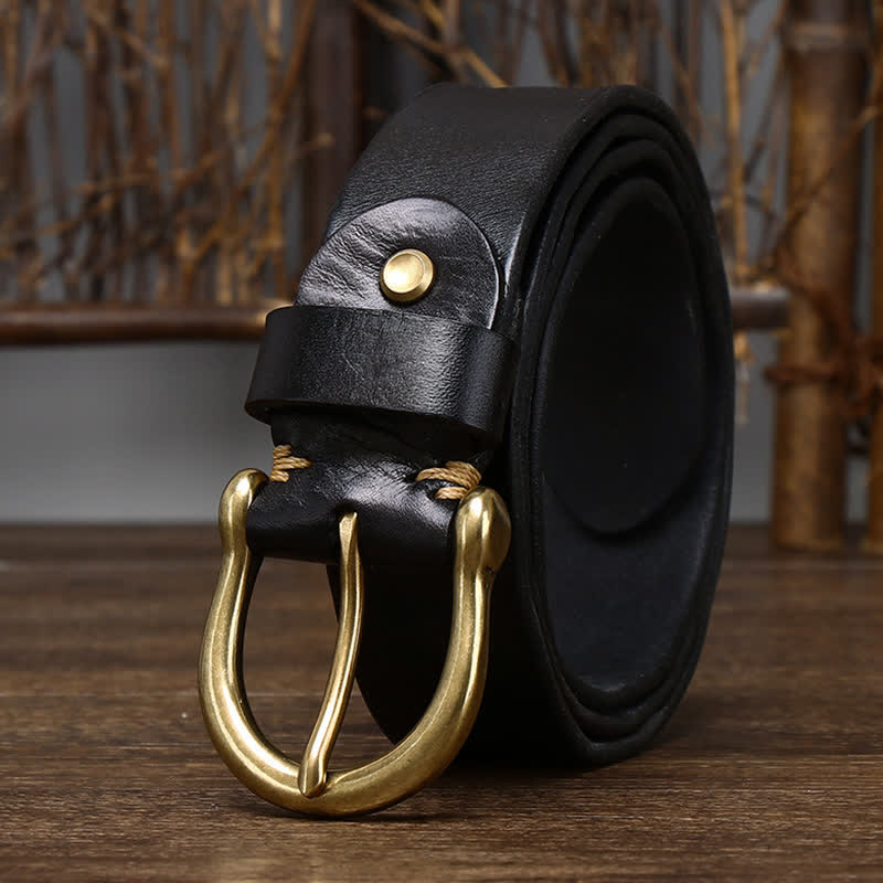 Cintura in pelle stropicciata e consumata da uomo - Nero - 44 - image 4