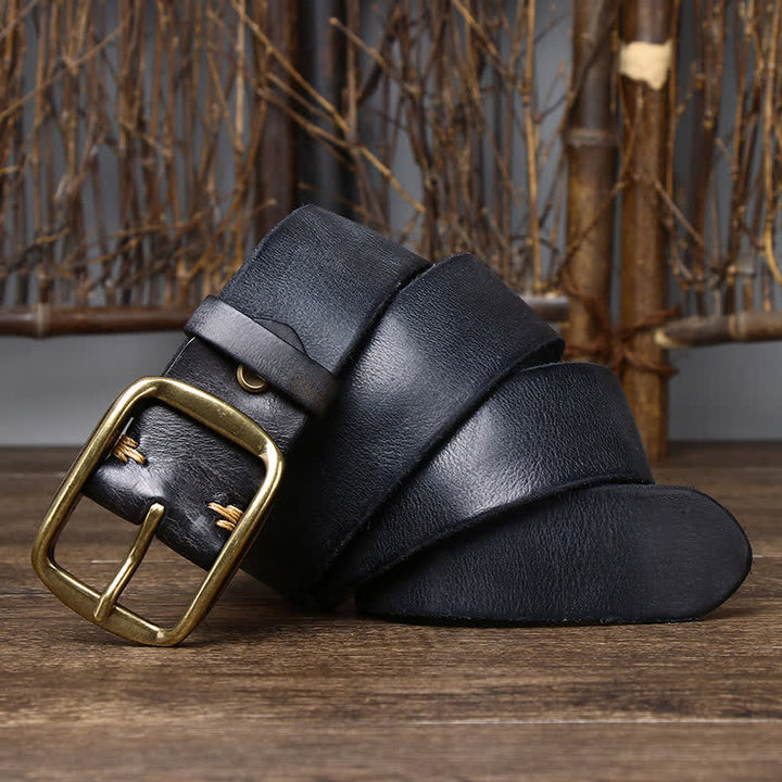 Cintura da uomo in pelle screpolata e anticata chic - image 6