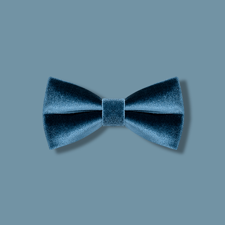 Papillon in velluto tinta unita blu Sax da uomo - Sassofono Blu - image 1