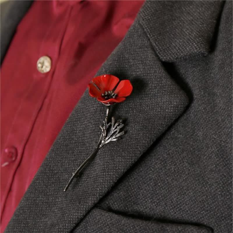 Spilla da donna con fiore di papavero rosso di classe - image 1