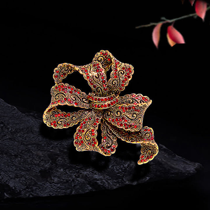 Spilla da donna vintage con fiocco in zircone Boho - Oro - image 0