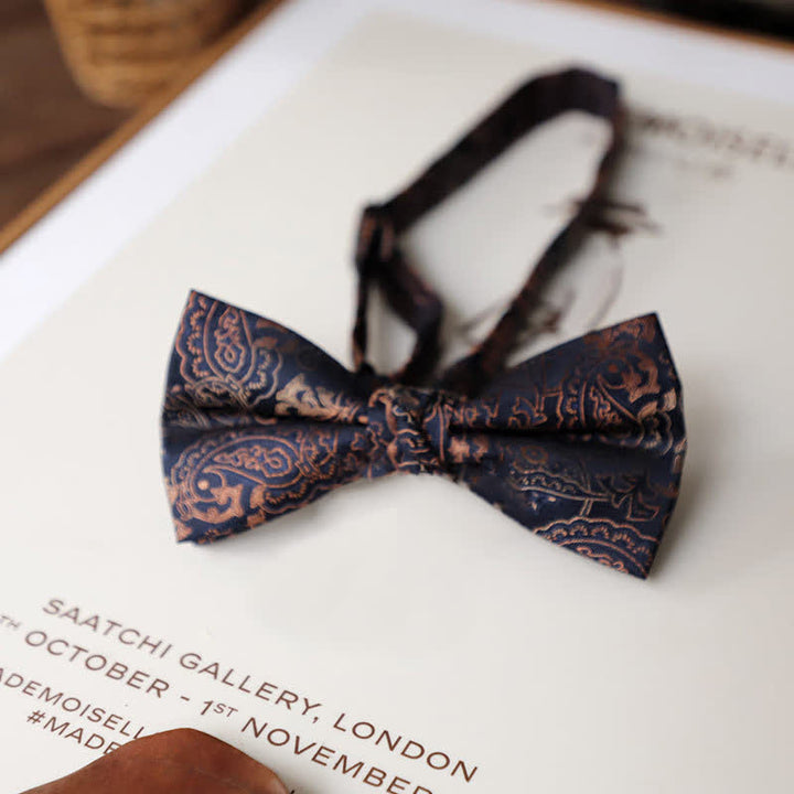 Papillon vintage semplice e delicato da uomo - Paisley blu navy - image 9