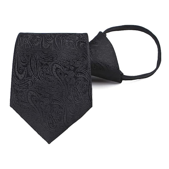 Cravatta con cerniera casual da uomo Paisley - Nero - image 2