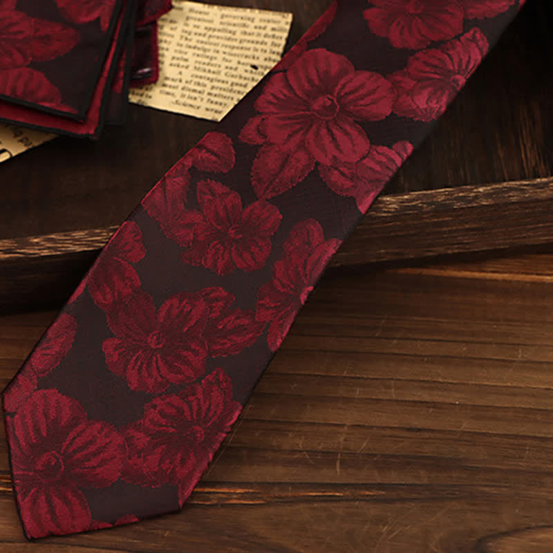 Set di 2 cravatte floreali bordeaux da uomo - image 2