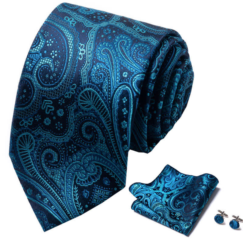 Set di 3 cravatte da uomo con motivo paisley verde acqua - image 1