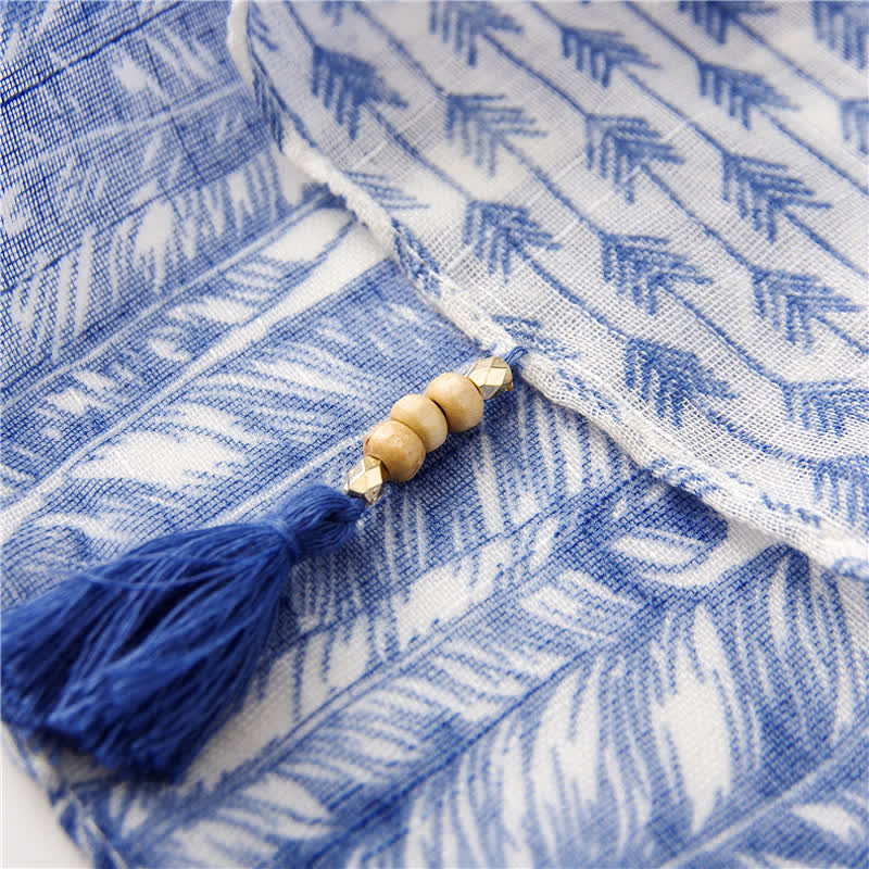 Sciarpa con nappe di perline e motivo a piume da donna - image 8