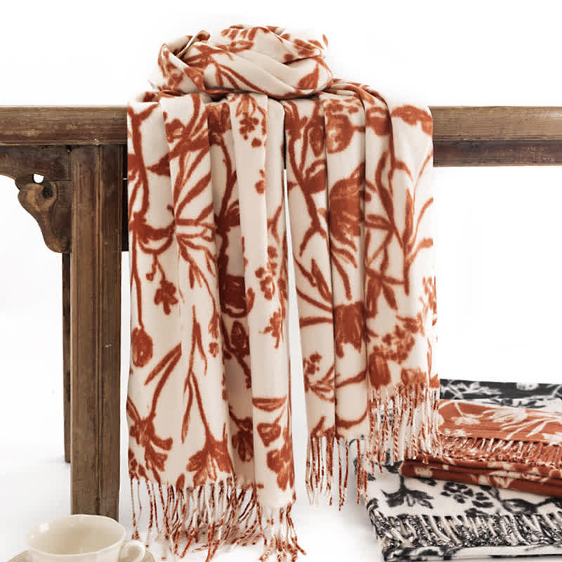 Sciarpa botanica con fiori dolci color crema da donna - image 0