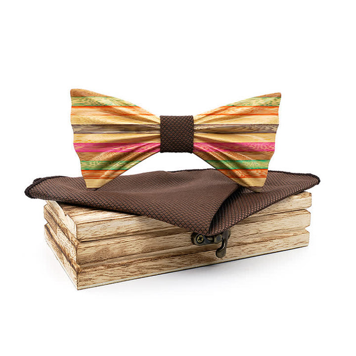 Set di 2 papillon in legno con effetto arricciato arcobaleno da uomo - Marrone - image 11
