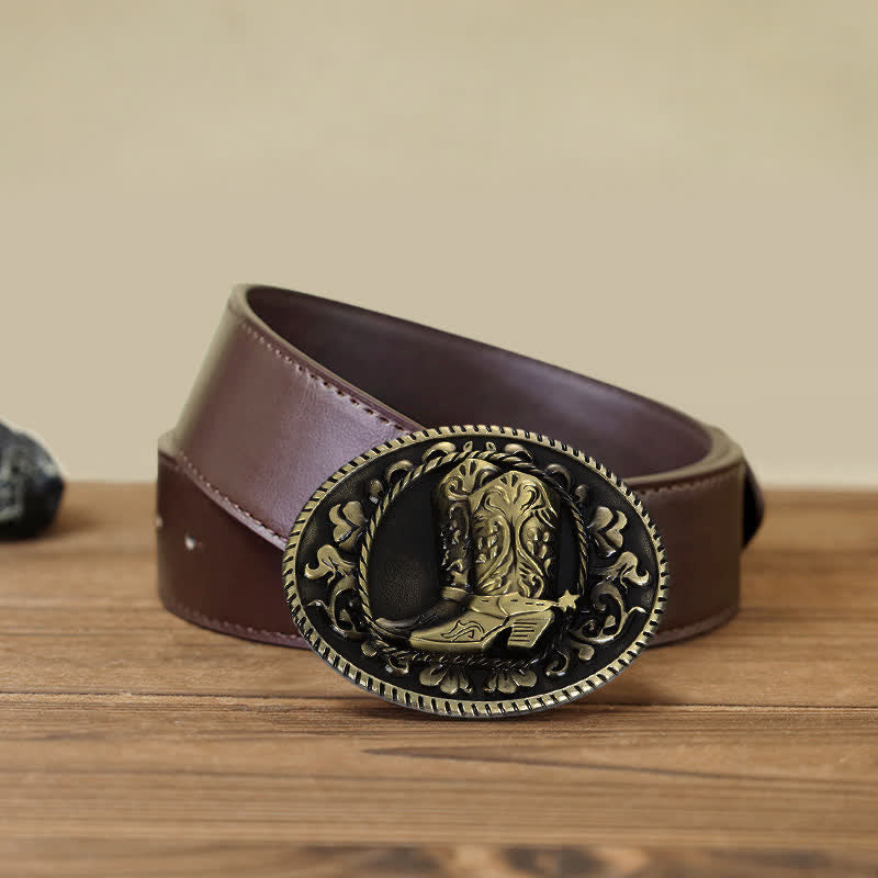Cintura in pelle con fibbia per stivali da cowboy fai da te da uomo - Stivali - Cintura PU marrone (40) - image 6