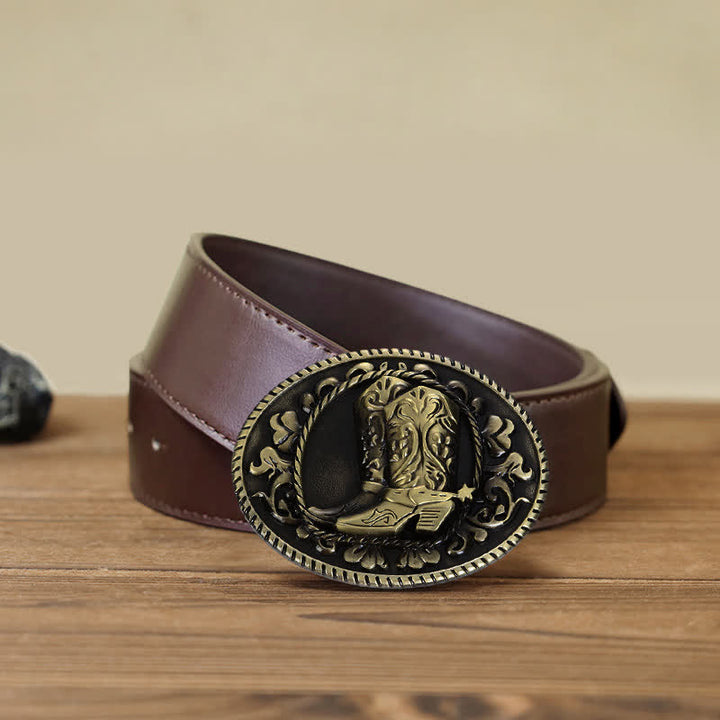 Cintura in pelle con fibbia per stivali da cowboy fai da te da uomo - Stivali - Cintura PU marrone (40) - image 6