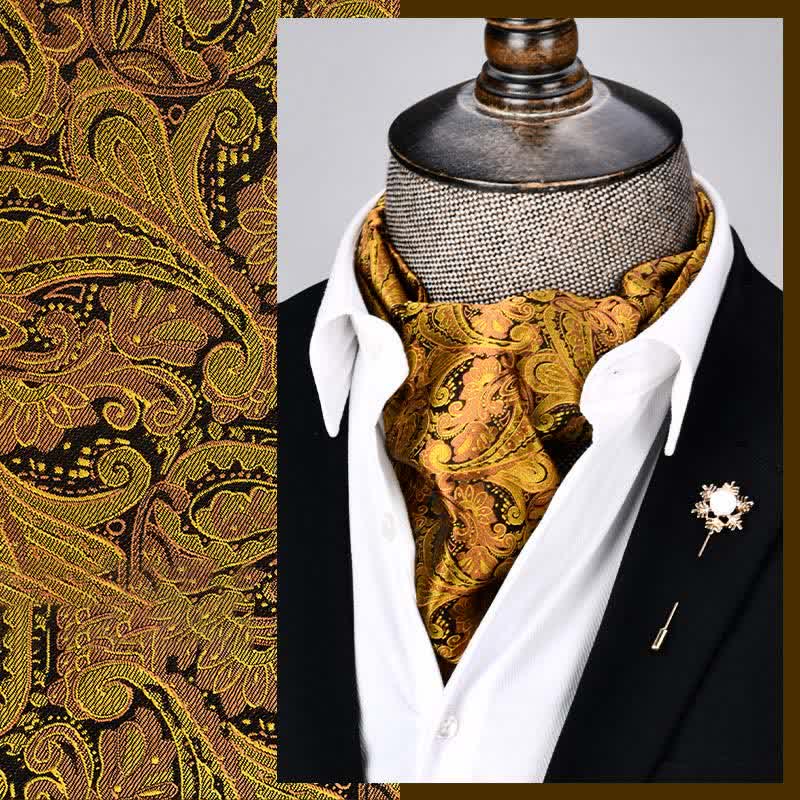 Cravatta moderna gialla da uomo con motivo floreale Ascot Paisley Grandeur - Giallo - image 0