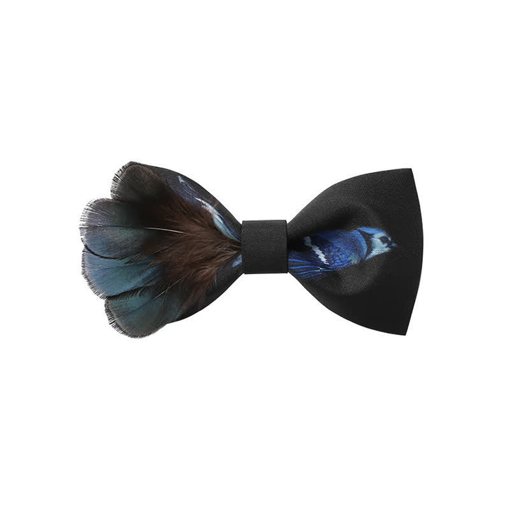 Papillon con piume di gazza blu e nero - Nero e blu - image 0