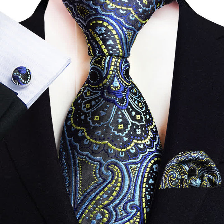 Set di 3 cravatte classiche da uomo con motivo Paisley floreale - Blu - image 10