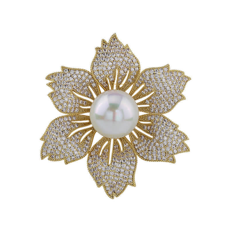 Spilla Bauhinia di lusso con perle brillanti da donna - image 7