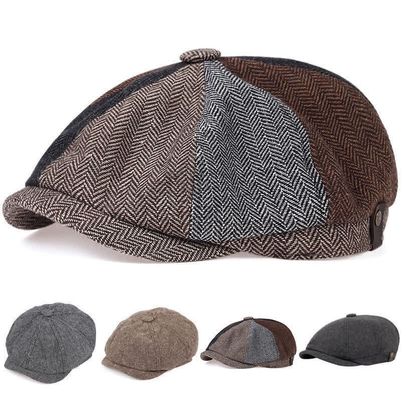 Cappello basco ottagonale a spina di pesce retrò - image 1