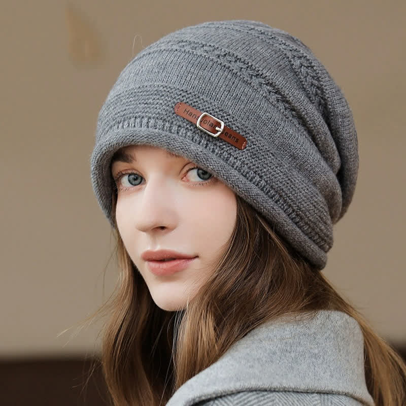 Cappello invernale da donna ripiegabile in pile lavorato a maglia - image 4
