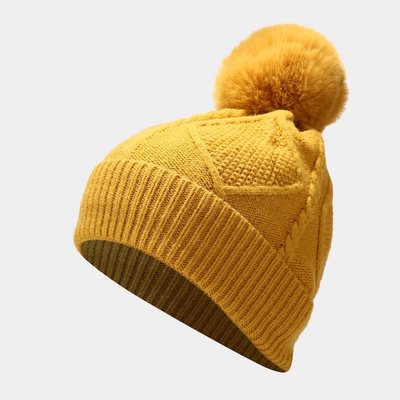 3 pezzi da donna diamante pompon berretto cappello sciarpa guanti set - image 1