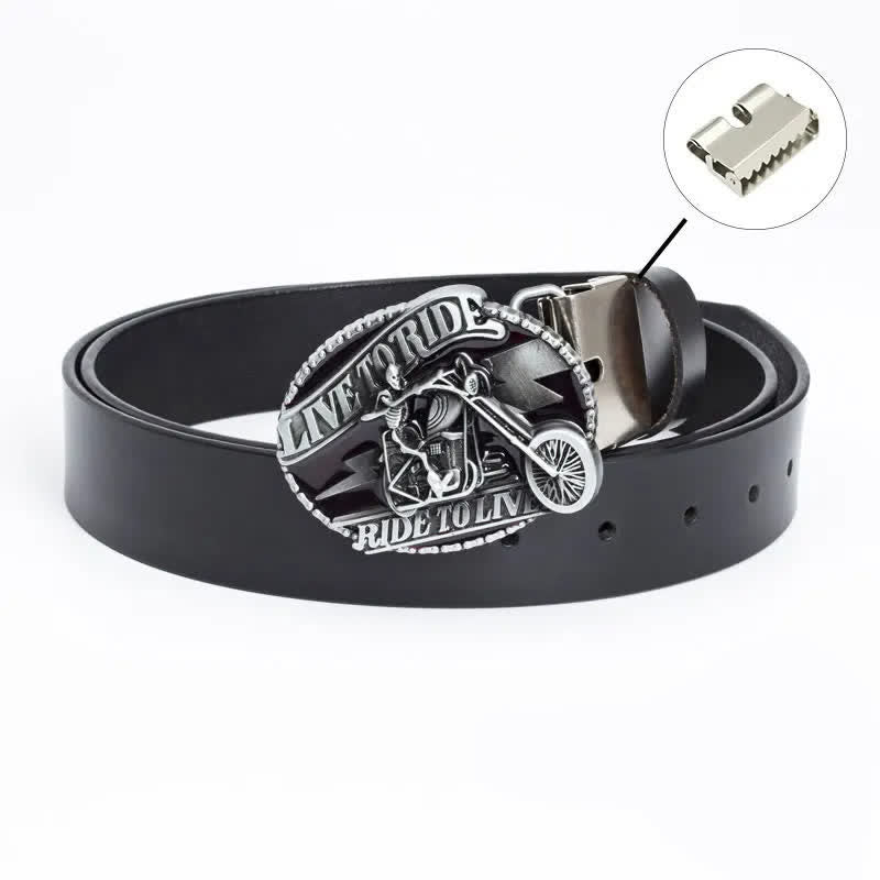 Cintura in pelle da uomo con teschio da motociclista scheletro - Legatura di ferro - Nero / Smalto - 46 - image 22