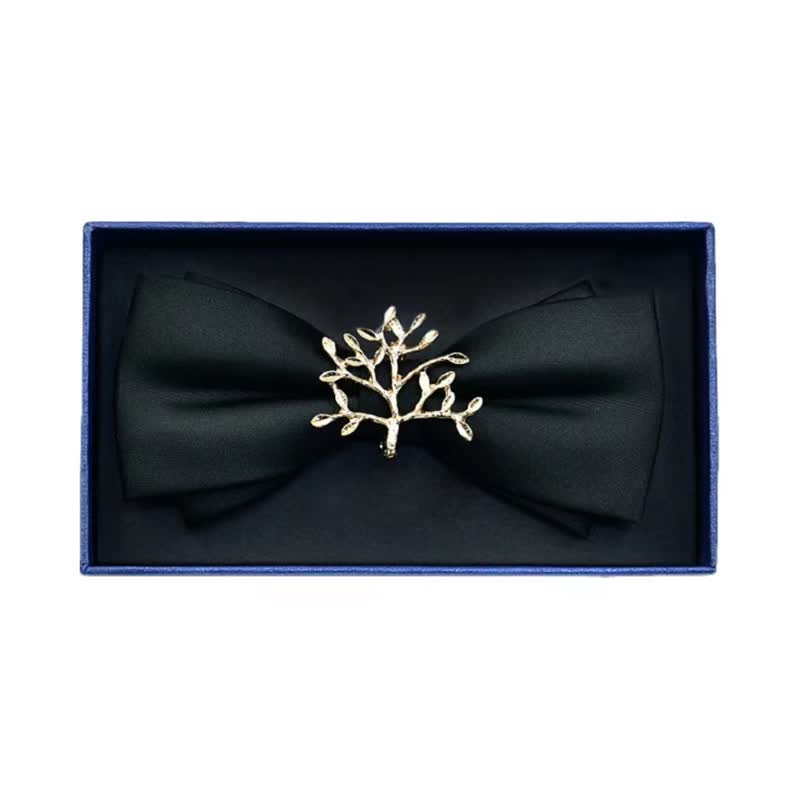 Papillon da uomo in metallo opaco con strass - Albero - Nero - image 14