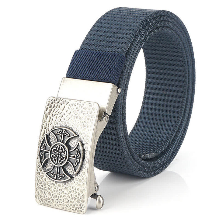 Cintura in nylon per il tempo libero in stile retrò da uomo - Blu / Argento - 48" - image 19