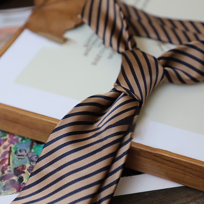 Cravatta da uomo con motivo Paisley a righe della serie Coffee Colors - Stile n. 3 - image 1