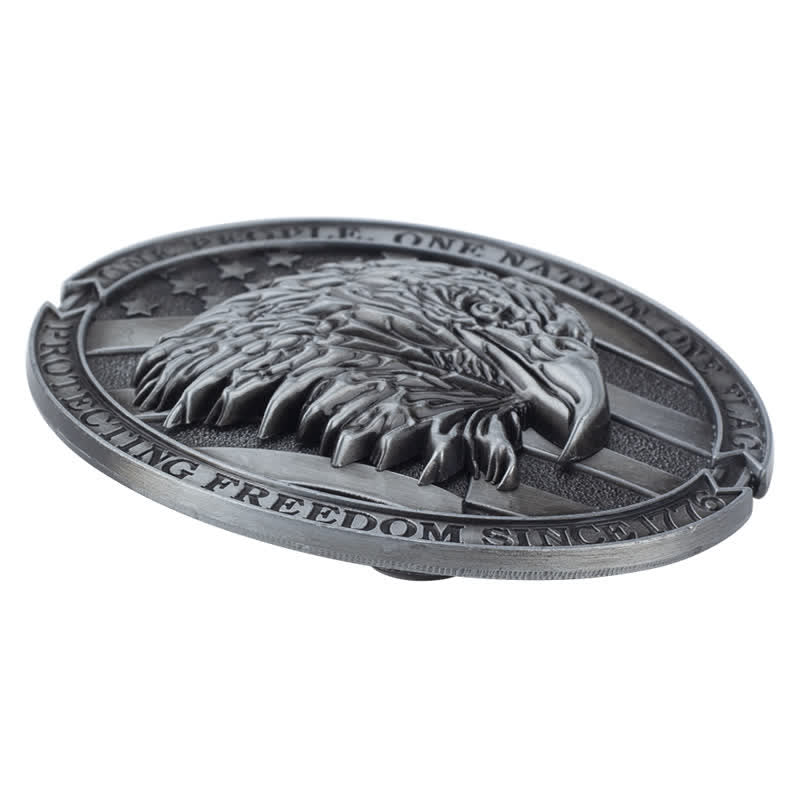 Cintura in pelle con fibbia della bandiera americana con testa d'aquila calva da uomo - image 3