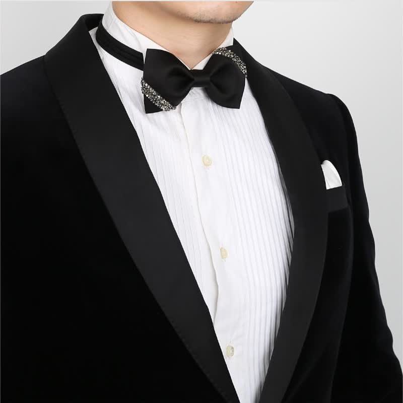 Papillon da sposa con strass di classe da uomo - image 4
