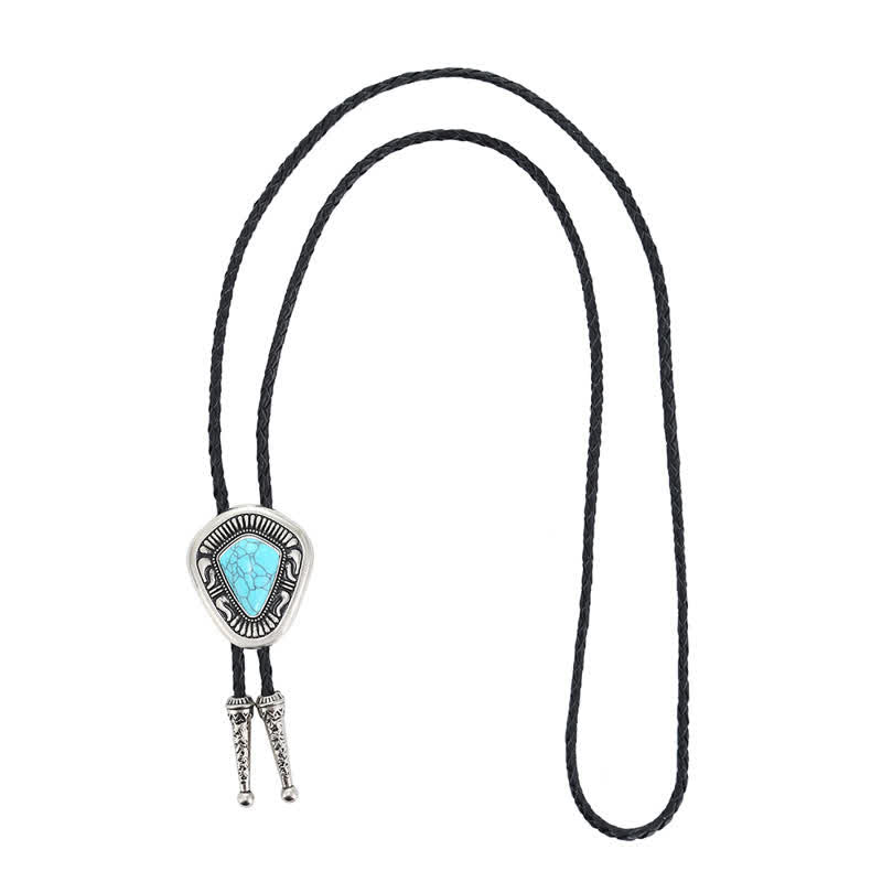 Cravatta Bolo speciale geometrica in pietra turchese blu agata - image 5