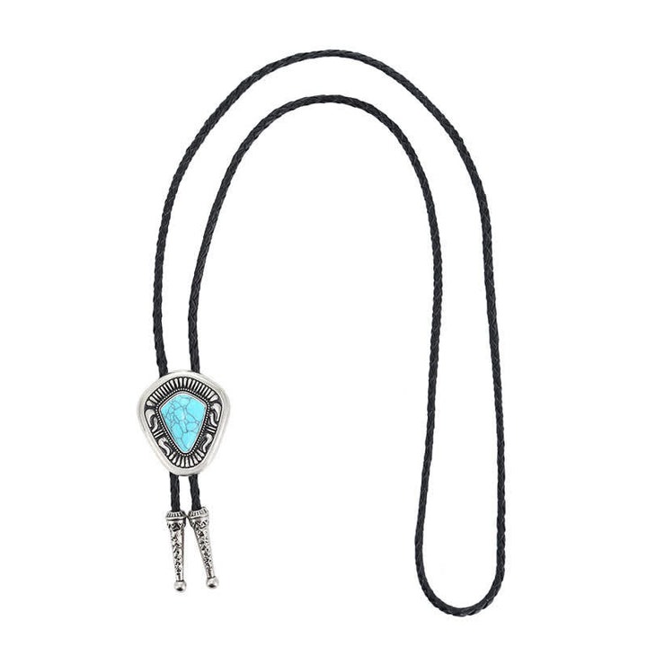 Cravatta Bolo speciale geometrica in pietra turchese blu agata - image 5