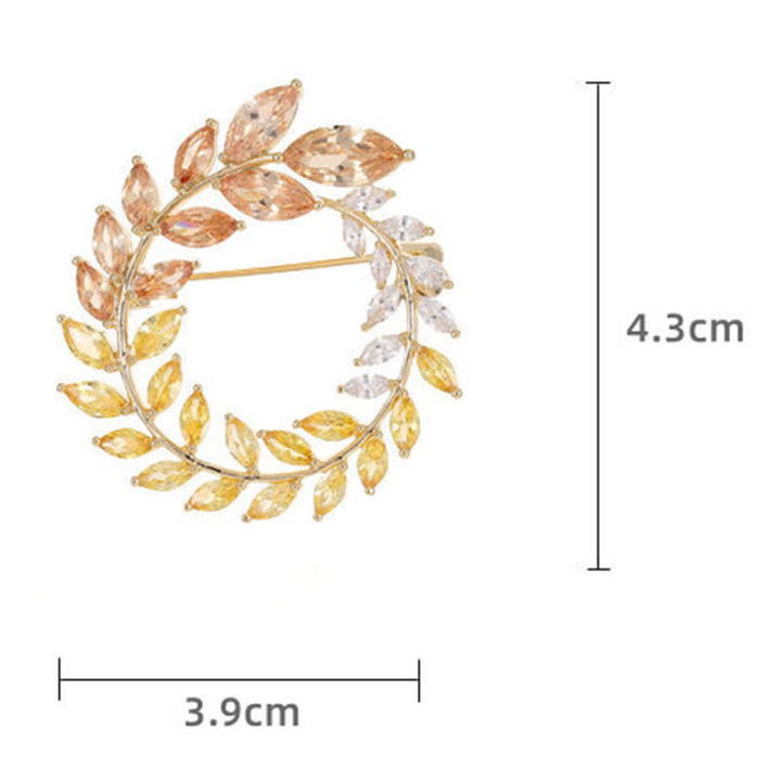 Spilla da donna con foglie di grano dorate e zirconi - image 2