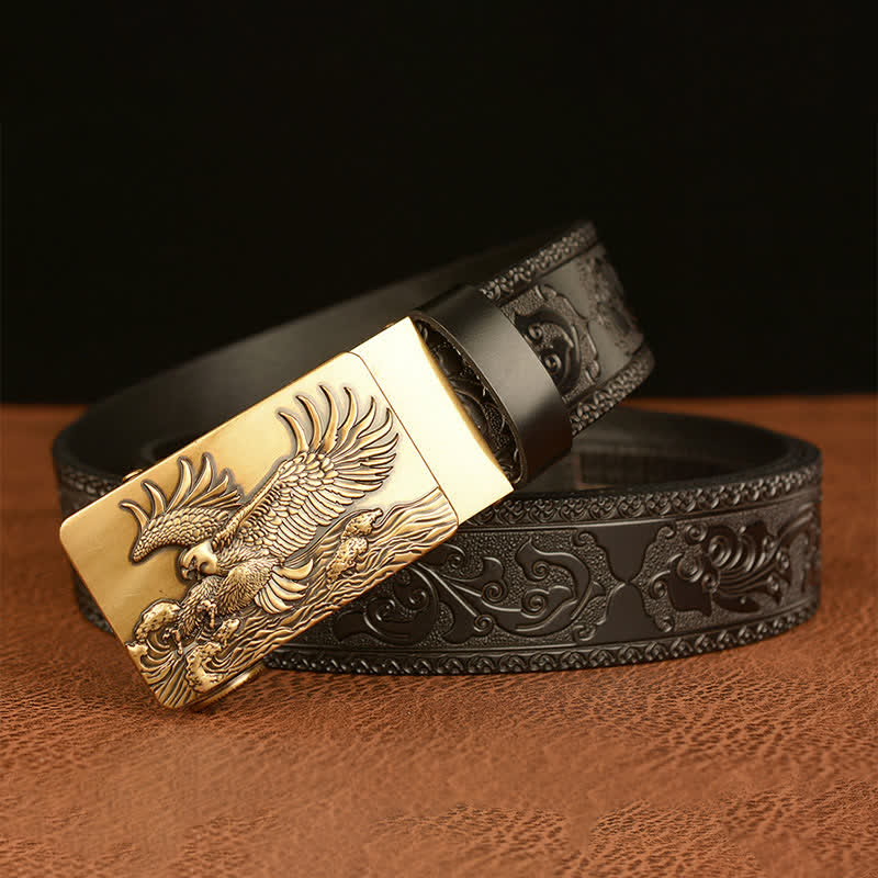 Cintura in pelle con ali d'aquila espanse da uomo - image 11