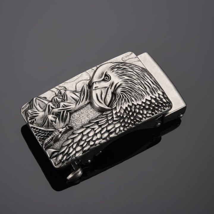 Cintura in pelle con fibbia automatica Strong Eagle fai da te da uomo - Argento antico - Senza cintura - image 0