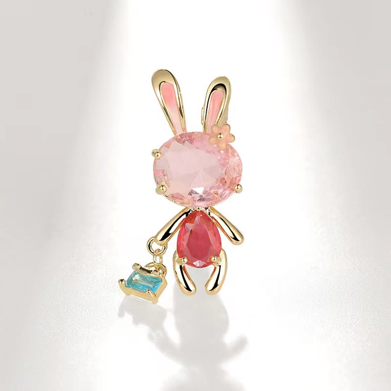 Spilla da donna a forma di coniglietto rosa - image 1