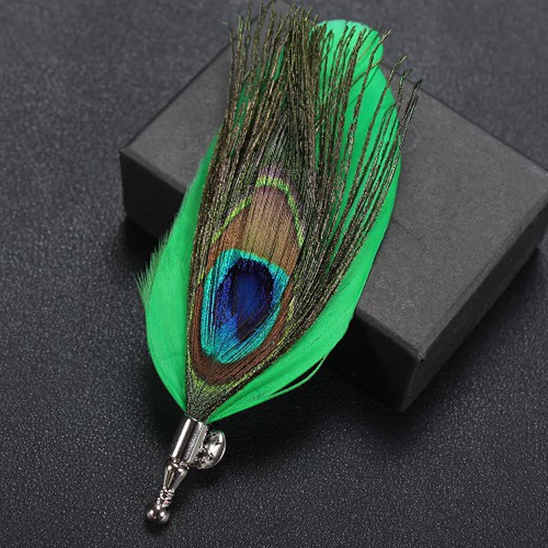 Spilla a occhiello con piuma naturale da sposa - Verde - image 6