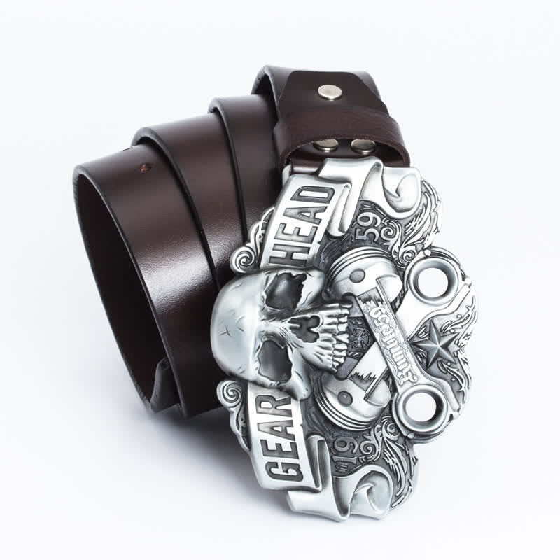 Cintura in pelle punk con testa di teschio elegante da uomo - image 15